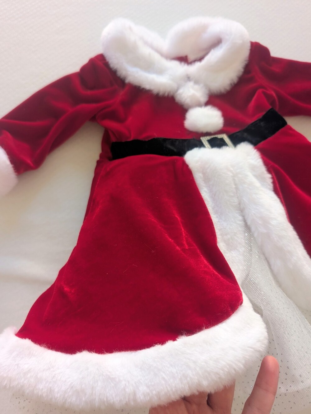 NWT Blueberi Boulevard Girls 6-9M Christmas Velvet Dress Faux Fur Trim Red Santa